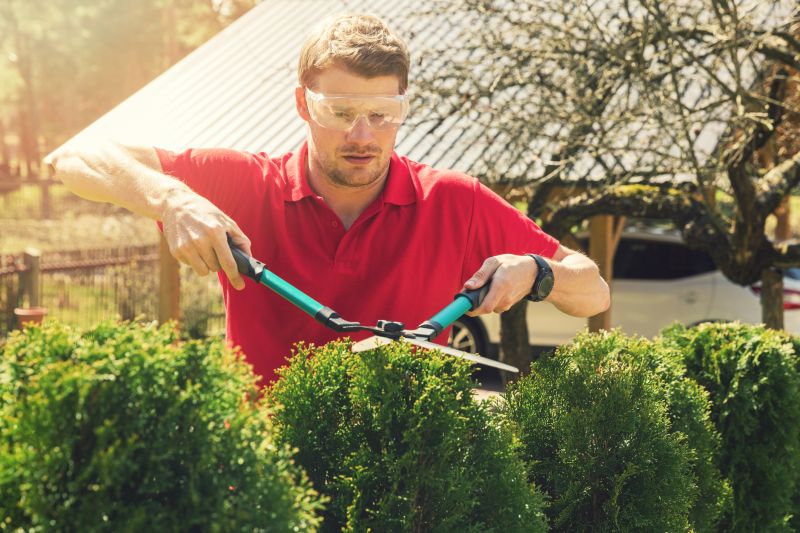 Landscaper Using Pruning Shears
